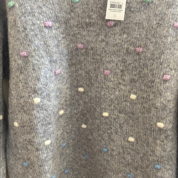 LOFT Gray Sweater with Pastel Dots - Picture 6 of 14
